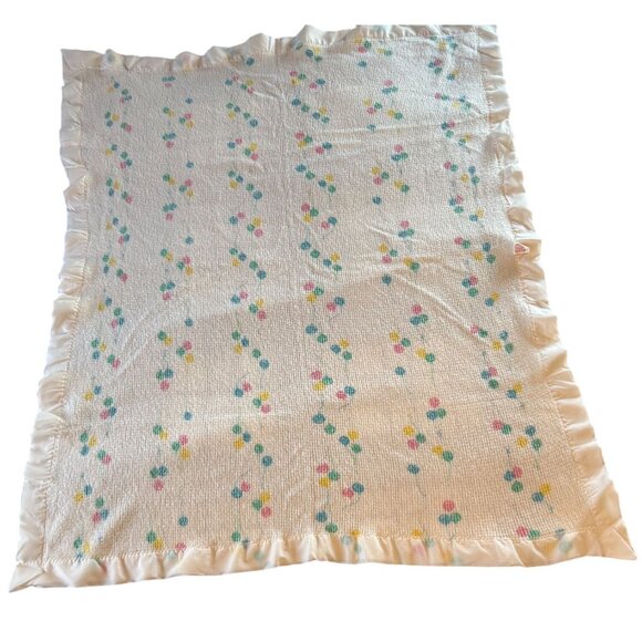 Baby Morgan Vintage Cozy 100% Orlon Balloon Print Satin Edge Made in USA - Picture 3 of 11